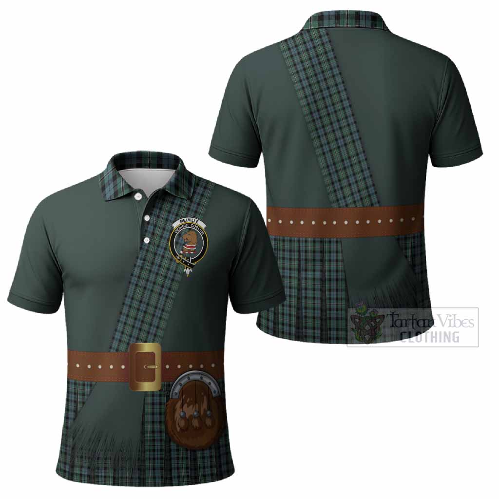 Melville Tartan Crest Polo Shirt Kilt Costume Style
