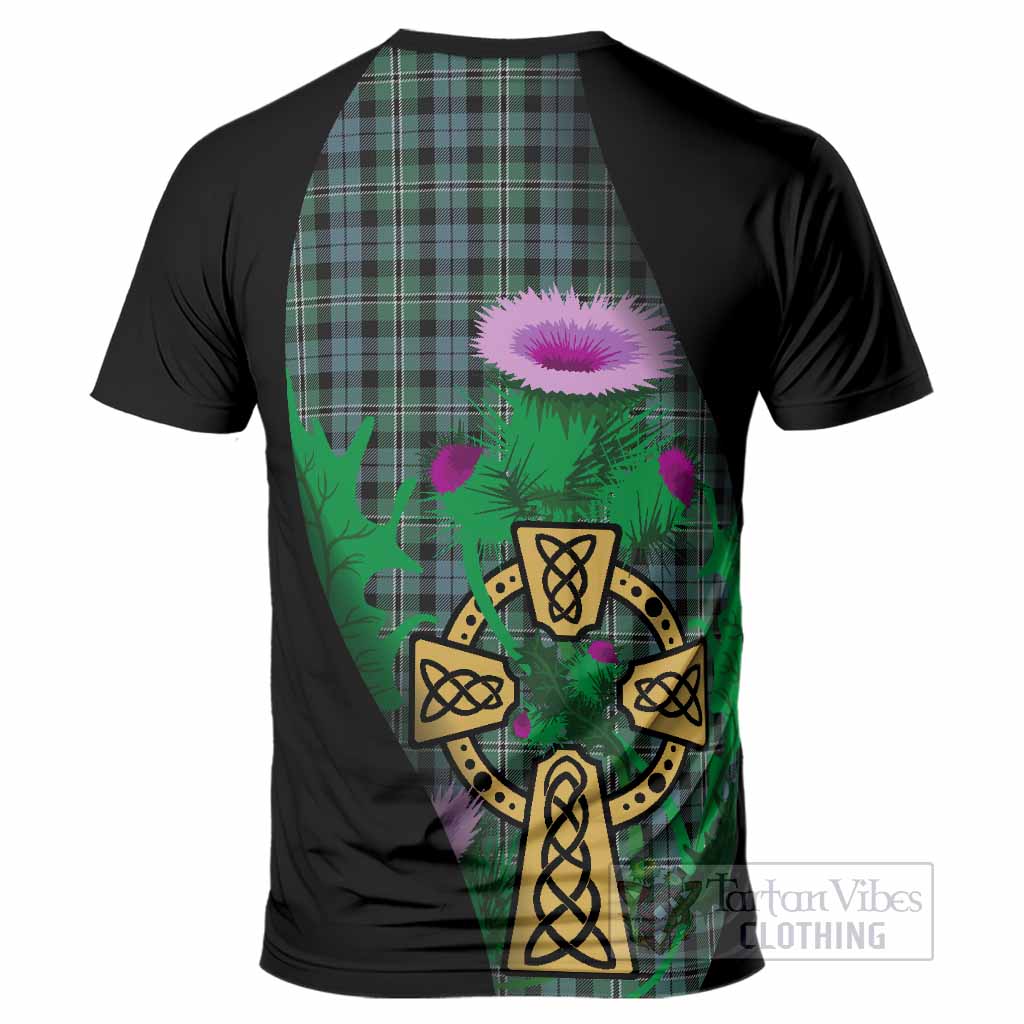 Melville Tartan Crest T-Shirt Celtic Cross Thistle Flowers