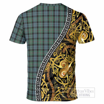Melville Tartan Crest T-Shirt Celtic Knot and Triple Trickle Spiral Symbols