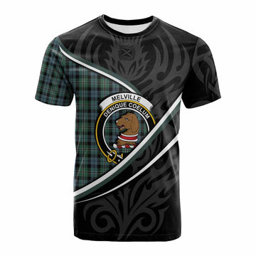 Melville Tartan Family Crest Cotton T-shirt Celtic Scottish Thistle Floral
