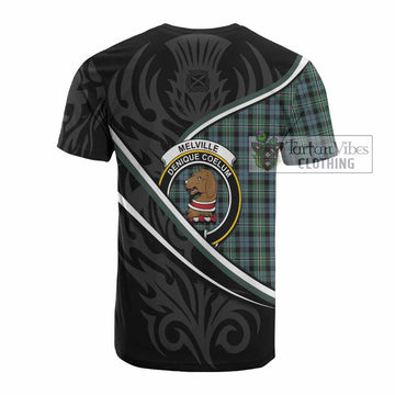 Melville Tartan Family Crest Cotton T-shirt Celtic Scottish Thistle Floral