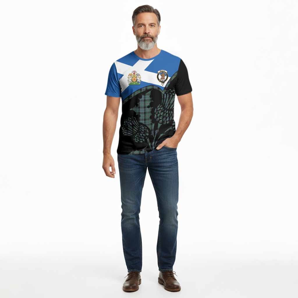 Melville Tartan Family Crest Cotton T-shirt Scotland Thistle Floral Flag Style