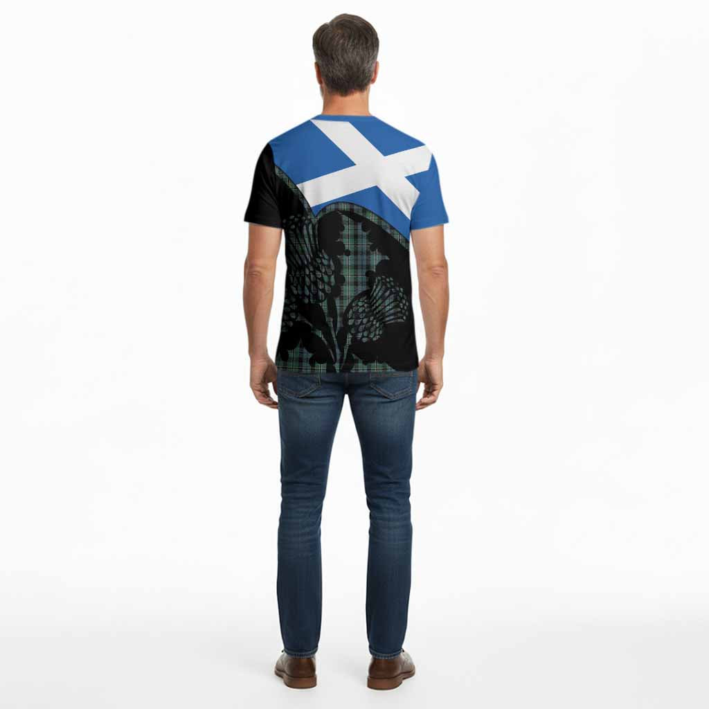 Melville Tartan Family Crest Cotton T-shirt Scotland Thistle Floral Flag Style