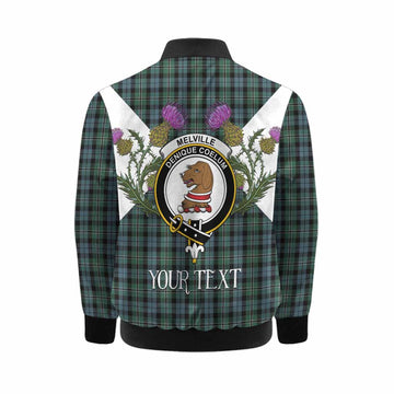 Melville Tartan Family Crest Kid Bomber Jacket Scottish Burns Night Thistle Floral