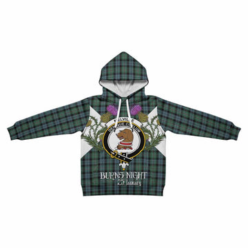 Melville Tartan Family Crest Kid Hoodie Scottish Burns Night Thistle Floral