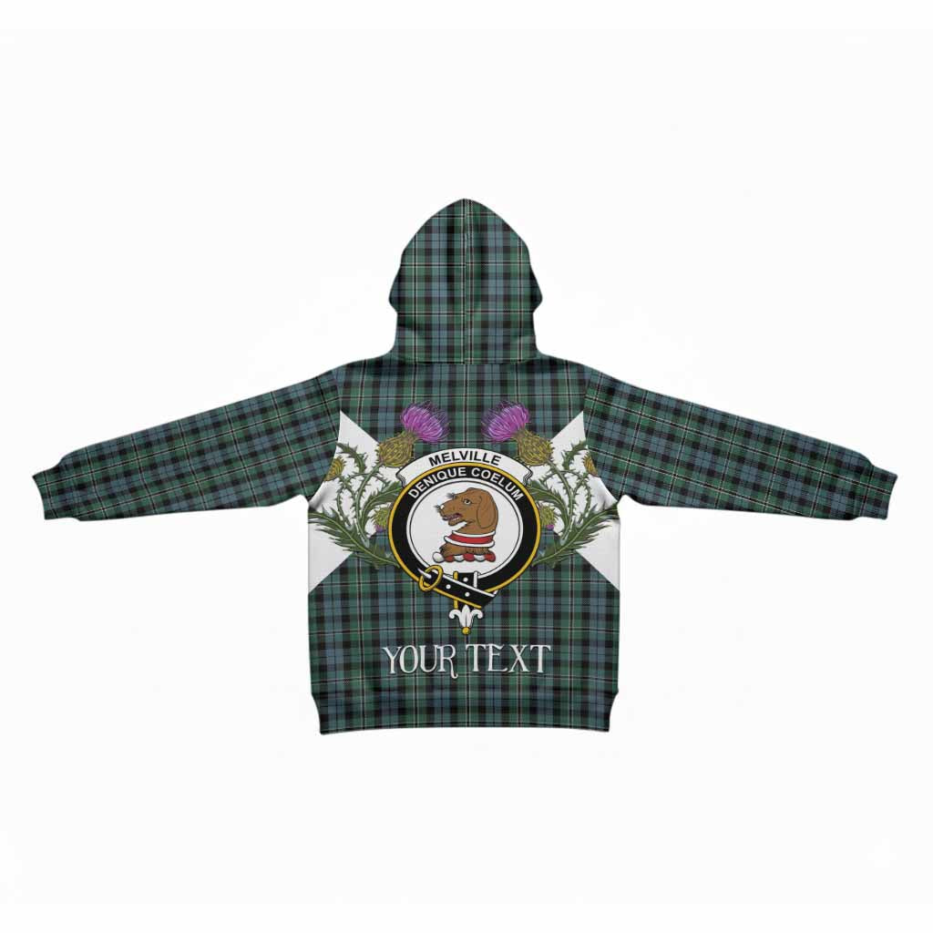 Melville Tartan Family Crest Kid Hoodie Scottish Burns Night Thistle Floral