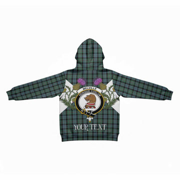 Melville Tartan Family Crest Kid Hoodie Scottish Burns Night Thistle Floral