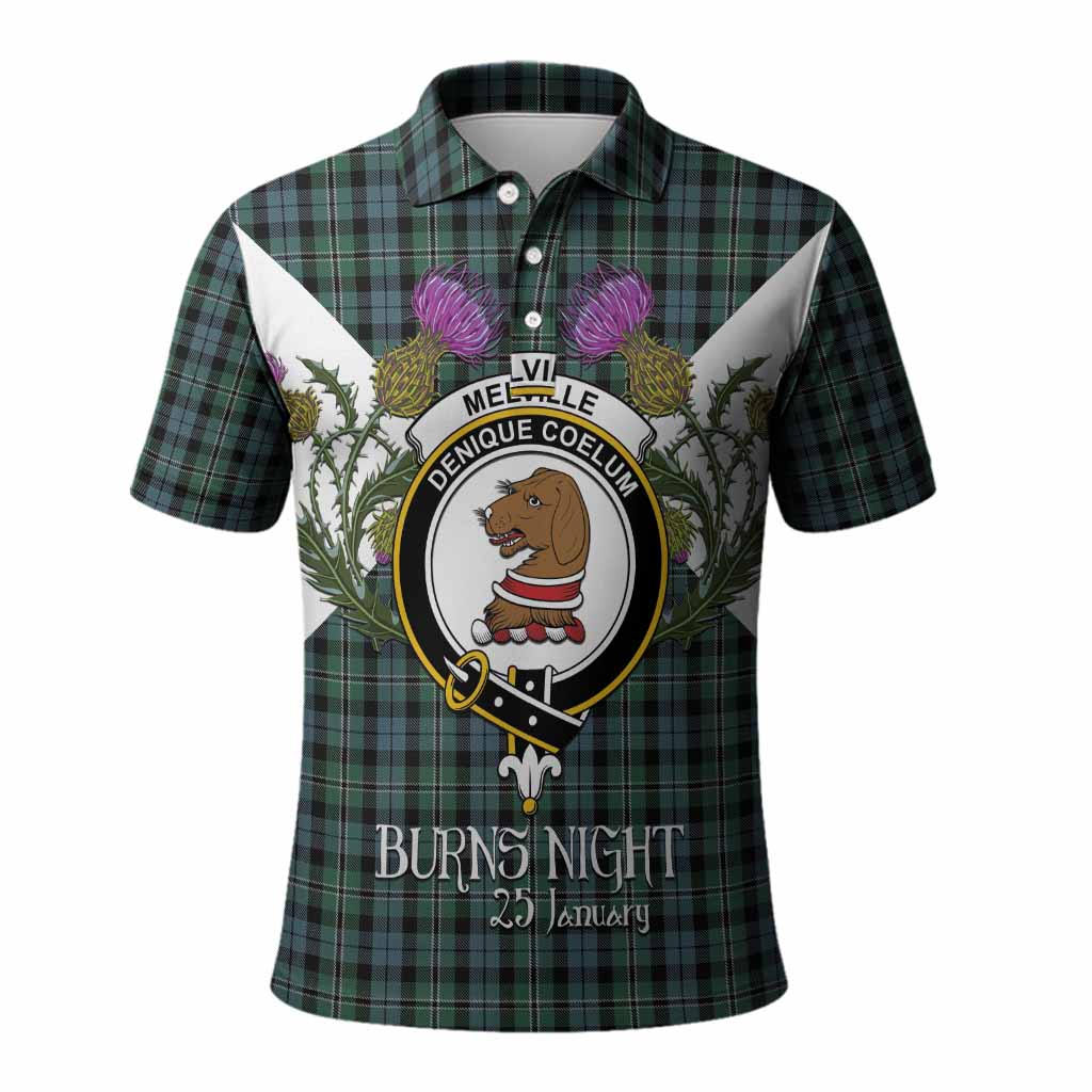 Melville Tartan Family Crest Polo Shirt Scottish Burns Night Thistle Floral