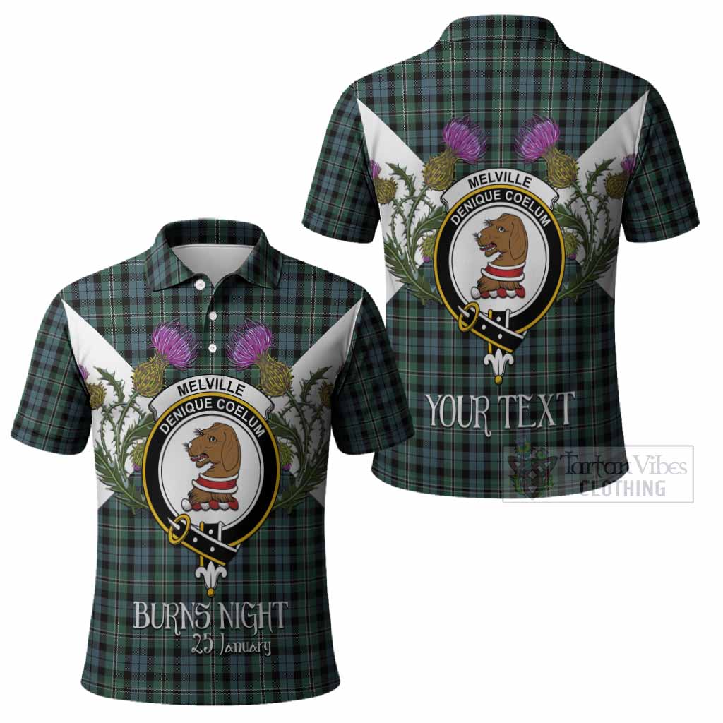 Melville Tartan Family Crest Polo Shirt Scottish Burns Night Thistle Floral