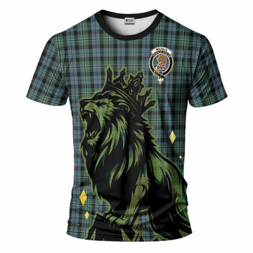 Melville Tartan Family Crest T-Shirt Crowned Lion Roaring