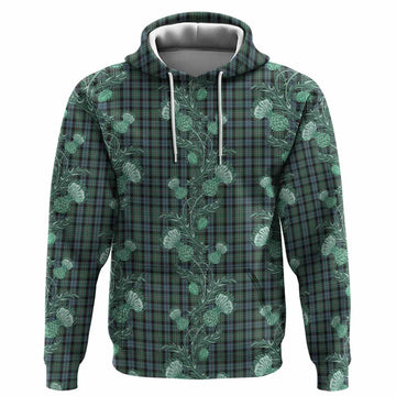 Melville Tartan Hoodie Seamless Scottish Thistle Flowers