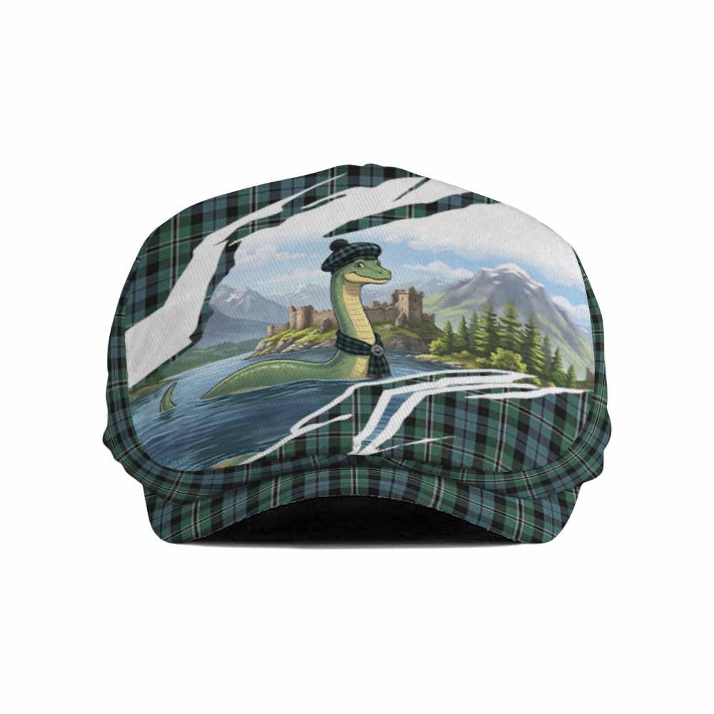 Melville Tartan Loch Ness Monster Scottish Heritage Art Flat Cap, Jeff Cap