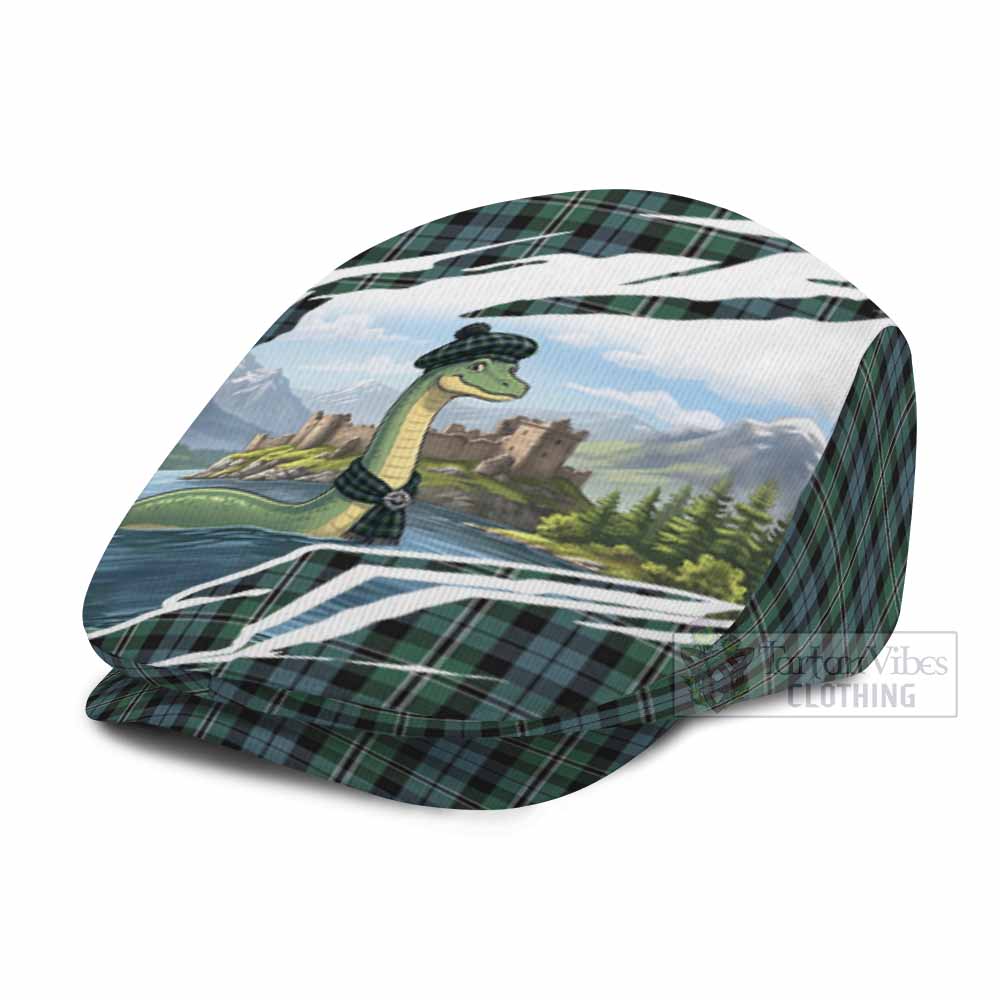 Melville Tartan Loch Ness Monster Scottish Heritage Art Flat Cap, Jeff Cap