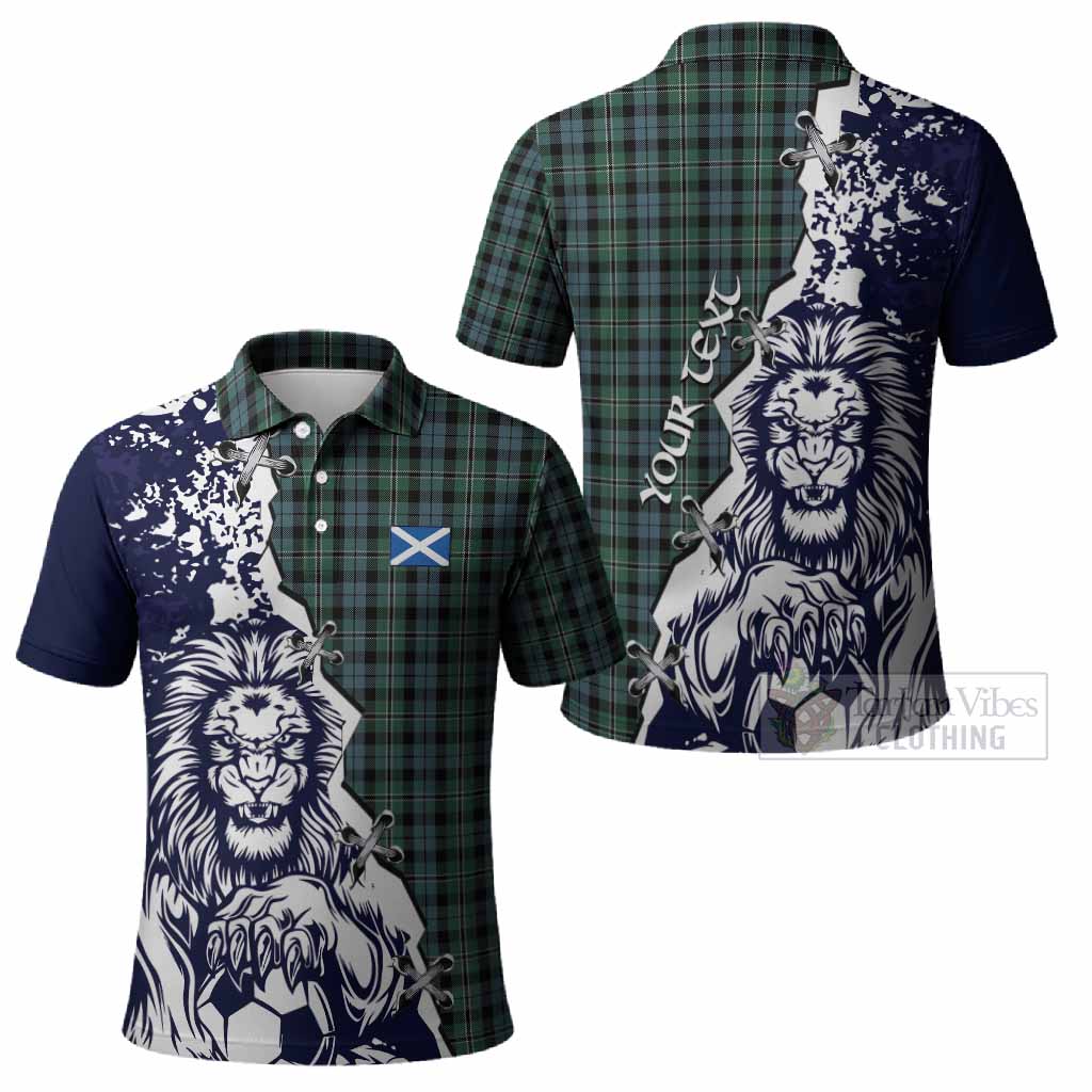 Melville Tartan Scottish Polo Shirt Angry Lion With Soccer Ball Style