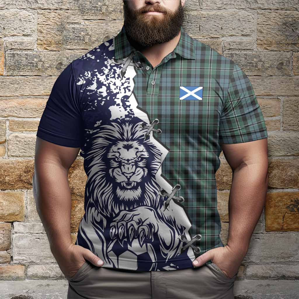 Melville Tartan Scottish Polo Shirt Angry Lion With Soccer Ball Style
