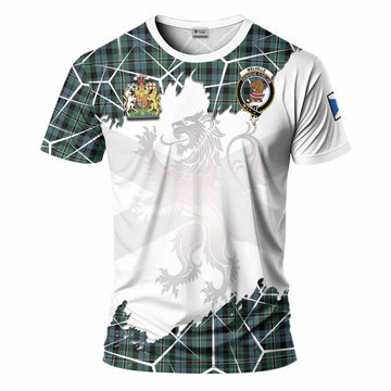 Melville Tartan T-Shirt with Family Crest and Lion Rampant Grunge Style