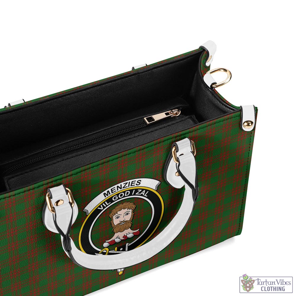 Tartan Vibes Clothing Menzies Tartan Luxury Leather Handbags with Family Crest