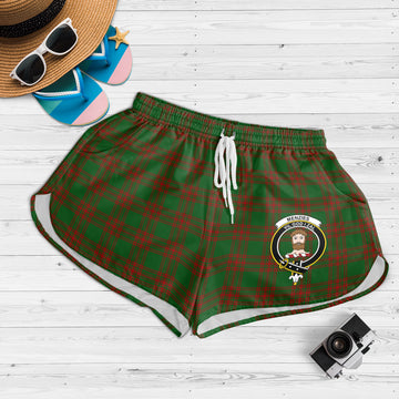 Menzies Tartan Womens Shorts with Family Crest