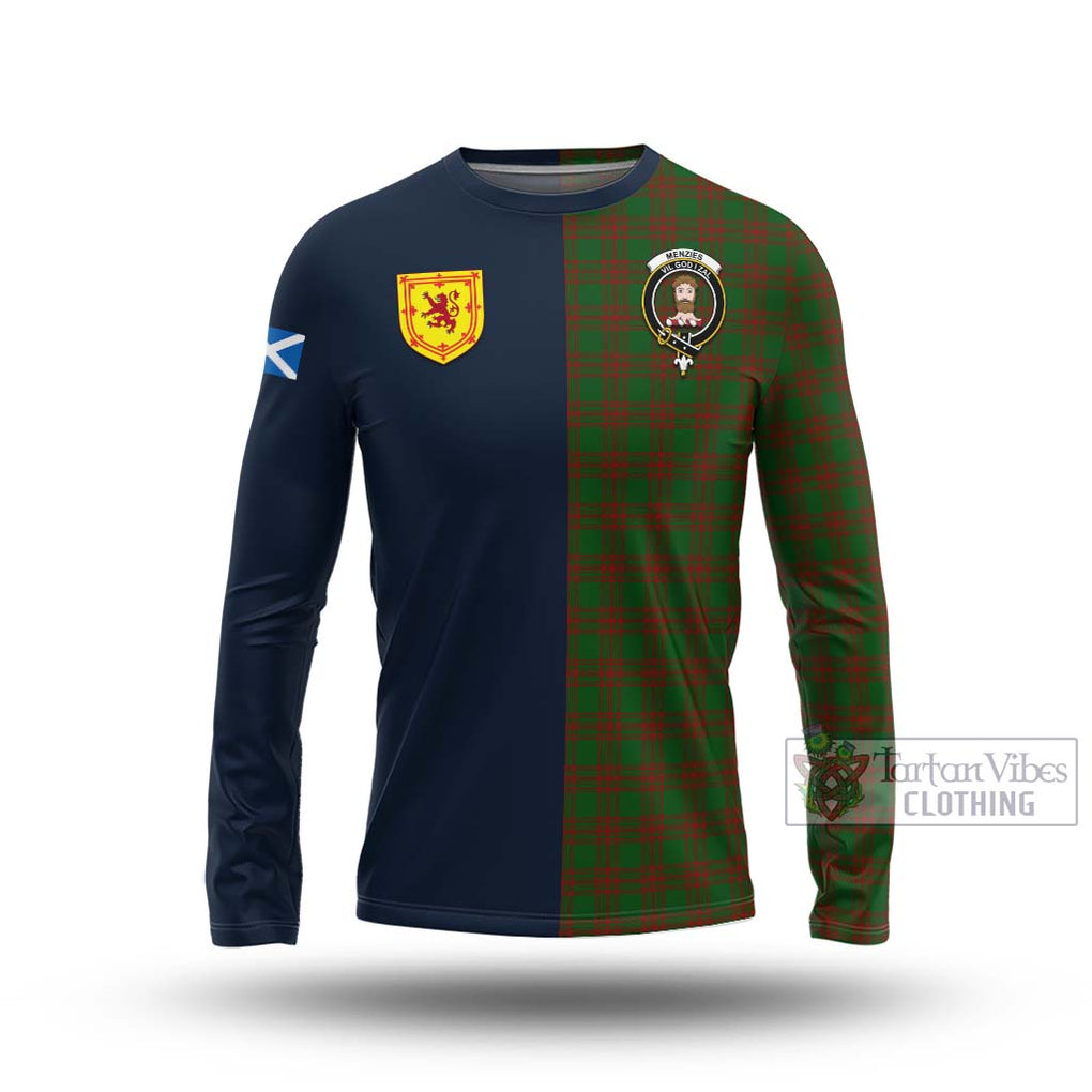 Menzies Tartan Long Sleeve T-Shirt Alba with Scottish Lion Royal Arm Half Style Unisex - Tartan Vibes Clothing