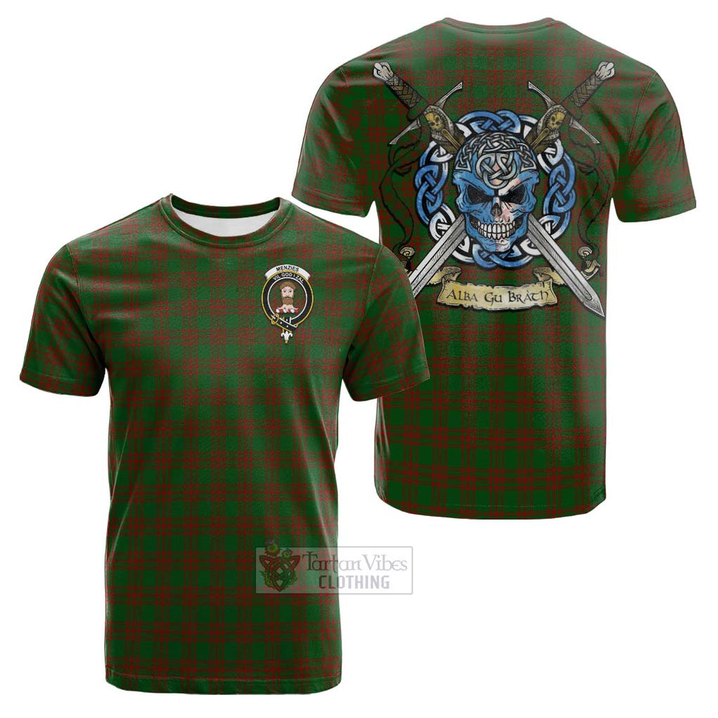 Menzies Tartan Cotton T-shirt with Family Crest Celtic Skull Style Kid's Shirt - Tartan Vibes Clothing