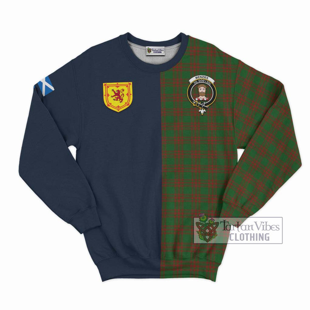 Menzies Tartan Sweatshirt Alba with Scottish Lion Royal Arm Half Style Unisex - Tartan Vibes Clothing
