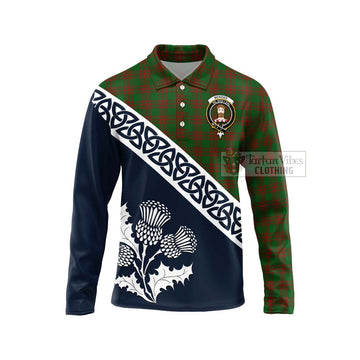 Menzies Tartan Long Sleeve Polo Shirt Featuring Thistle and Scotland Map Unisex - Tartan Vibes Clothing
