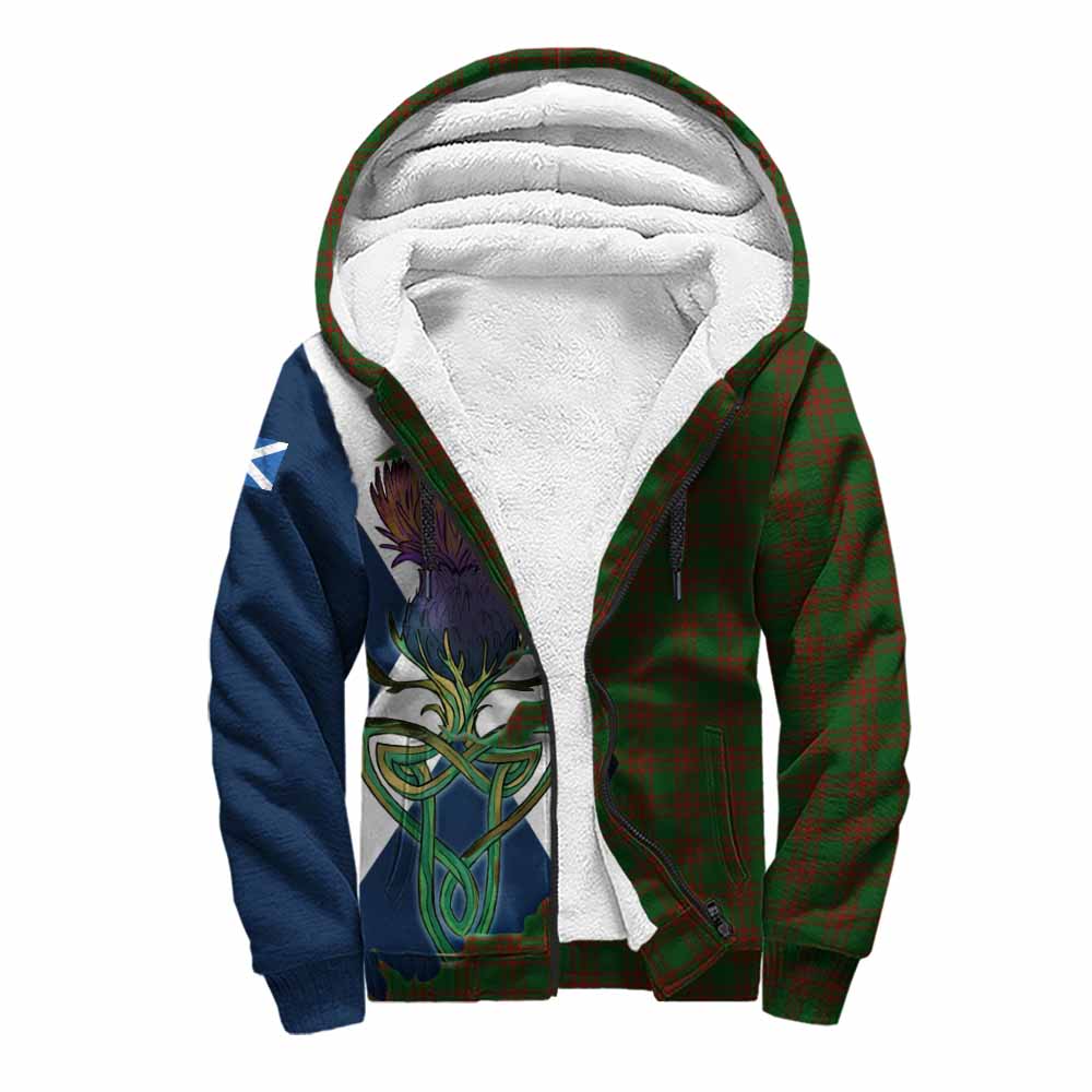 Tartan Vibes Clothing Menzies Tartan Family Crest Sherpa Hoodie Scottish Thistle Celtic Inspired