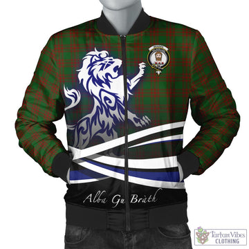Menzies Tartan Bomber Jacket with Alba Gu Brath Regal Lion Emblem