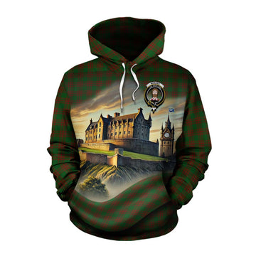 Menzies Tartan Family Crest Cotton Hoodie with Scottish Ancient Castle Style Pullover Hoodie XS - Tartan Vibes Clothing