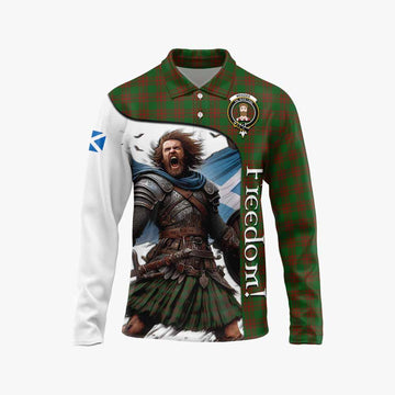 Menzies Crest Tartan Long Sleeve Polo Shirt Inspired by the Freedom of Scottish Warrior Unisex - Tartan Vibes Clothing