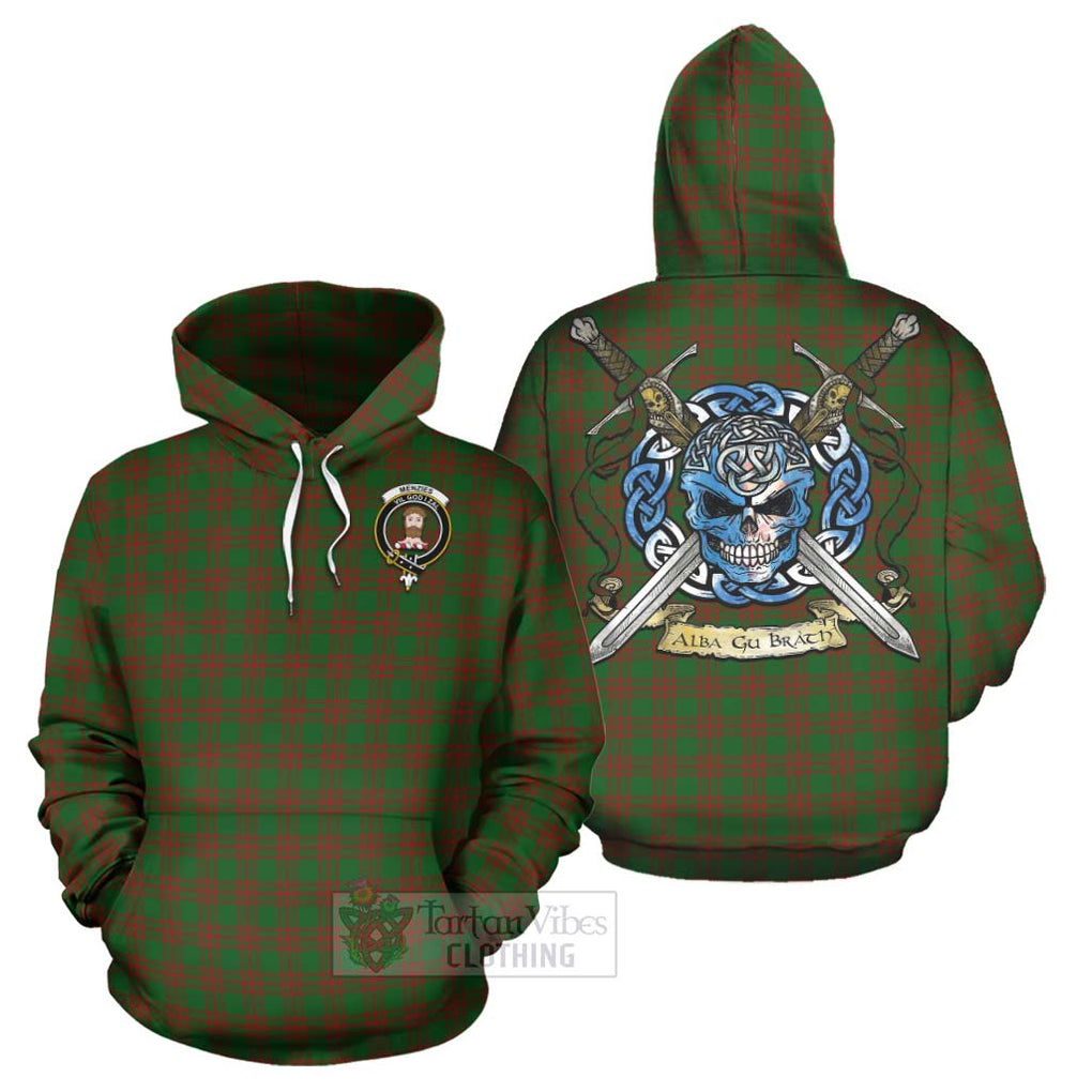 Menzies Tartan Hoodie with Family Crest Celtic Skull Style Zip Hoodie - Tartan Vibes Clothing