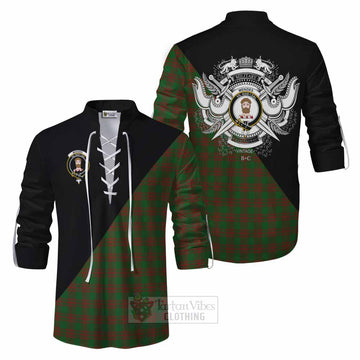 Menzies Tartan Ghillie Kilt Shirt with Family Crest and Military Logo Style Men - Tartan Vibes Clothing