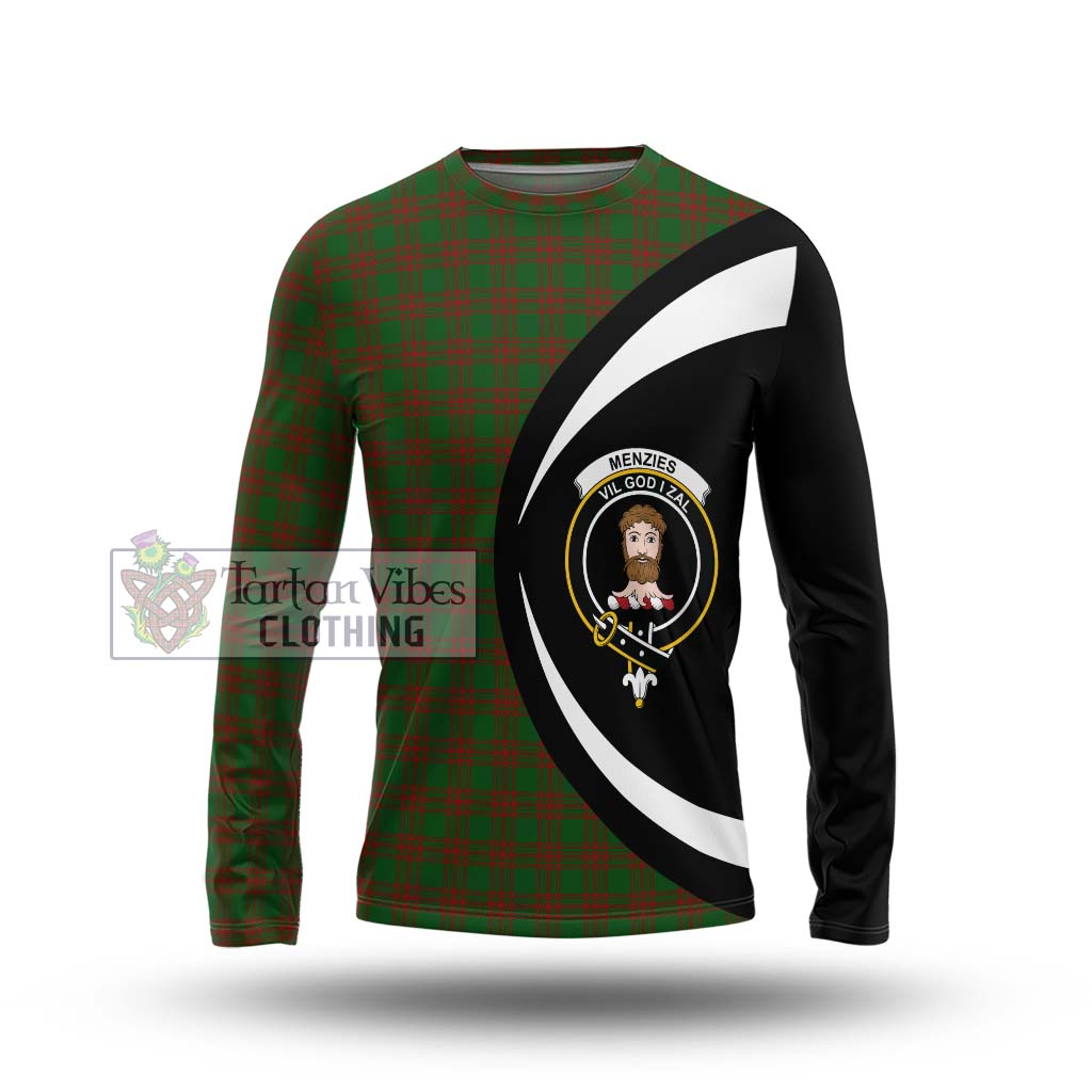 Menzies Tartan Long Sleeve T-Shirt with Family Crest Circle Style Unisex - Tartan Vibes Clothing