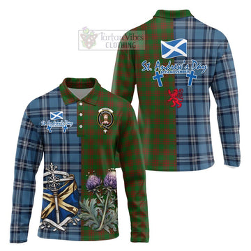 Menzies Tartan Long Sleeve Polo Shirt Happy St. Andrew's Day Half Tartan Style Unisex - Tartan Vibes Clothing