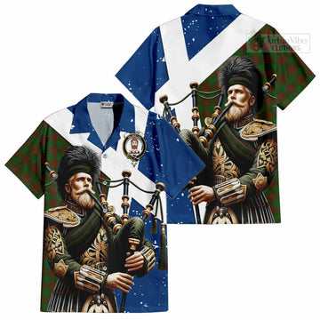 Menzies Tartan Hawaiian Shirt with Family Crest Scottish Bagpiper Vibes Kid - Tartan Vibes Clothing