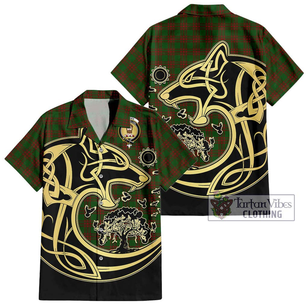 Menzies Tartan Hawaiian Shirt with Family Crest Celtic Wolf Style Kid - Tartan Vibes Clothing