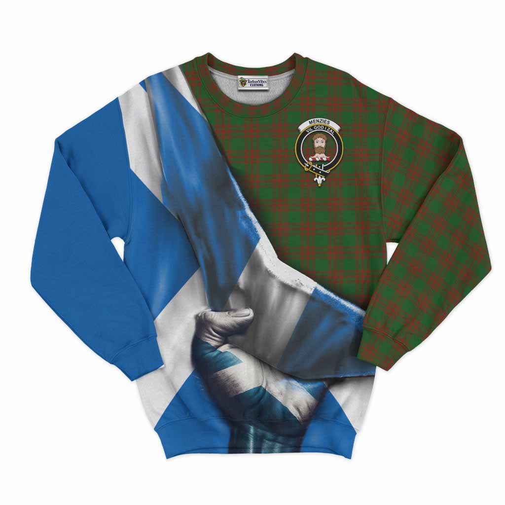 Menzies Tartan Sweatshirt with Family Crest Scotland Patriotic Style Unisex - Tartan Vibes Clothing