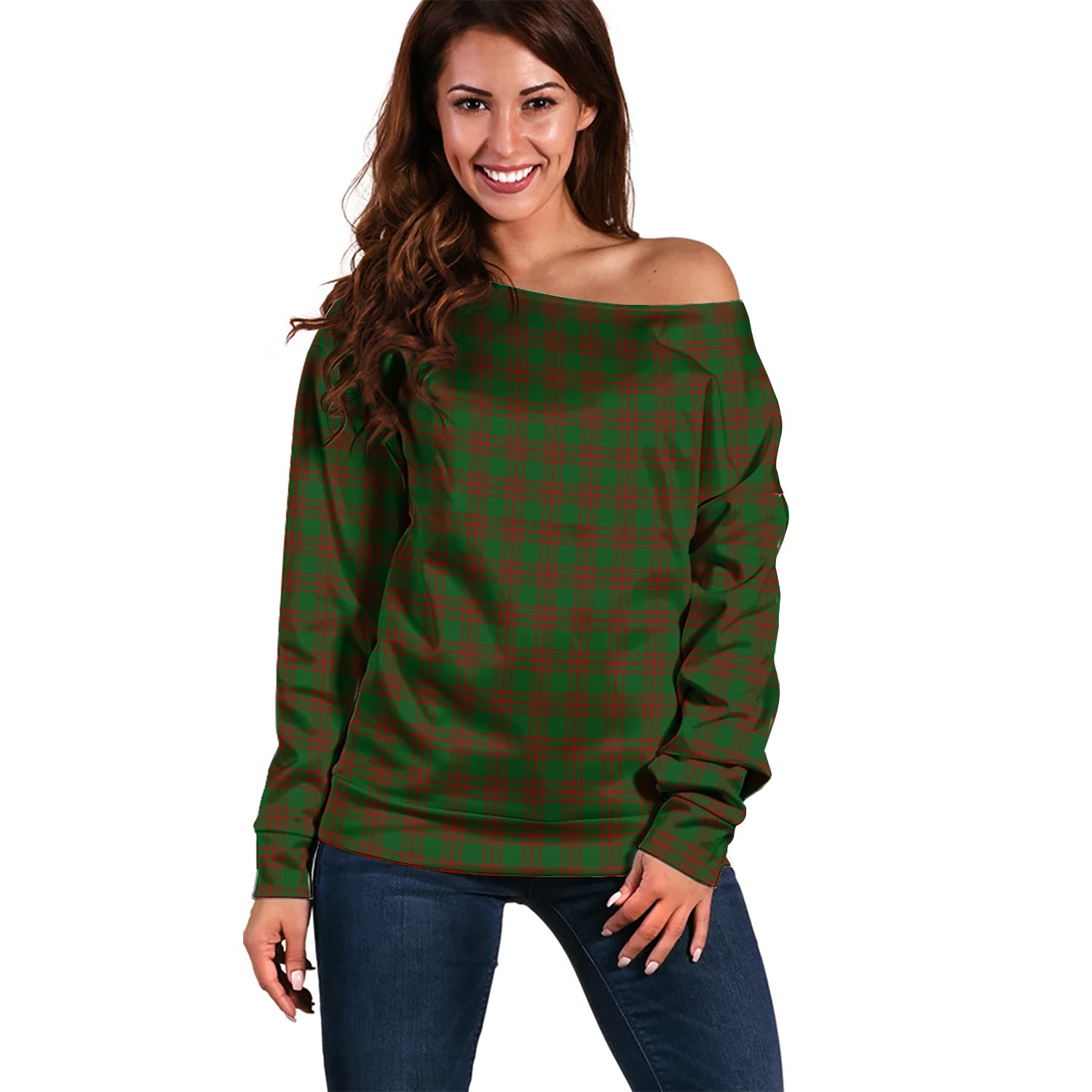Menzies Tartan Off Shoulder Women Sweater Women - Tartanvibesclothing