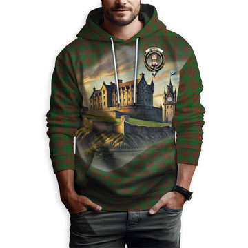 Menzies Tartan Family Crest Hoodie with Scottish Ancient Castle Style Pullover Hoodie - Tartan Vibes Clothing