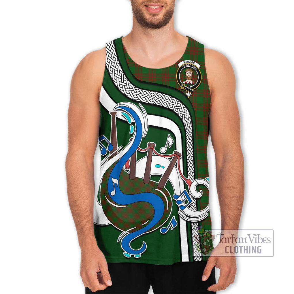 Menzies Tartan Men's Tank Top with Epic Bagpipe Style Men - Tartanvibesclothing Shop
