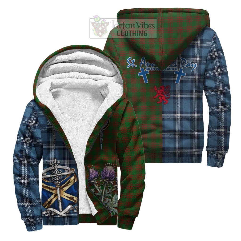 Tartan Vibes Clothing Menzies Tartan Sherpa Hoodie Happy St. Andrew's Day Half Tartan Style