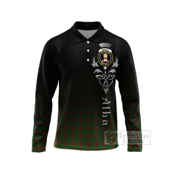 Menzies Tartan Long Sleeve Polo Shirt Featuring Alba Gu Brath Family Crest Celtic Inspired Unisex - Tartan Vibes Clothing