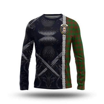 Menzies Tartan Long Sleeve T-Shirt with Family Crest Cross Sword Thistle Celtic Vibes Unisex - Tartan Vibes Clothing