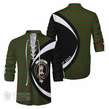 Menzies Tartan Ghillie Kilt Shirt with Family Crest Circle Style Men - Tartan Vibes Clothing
