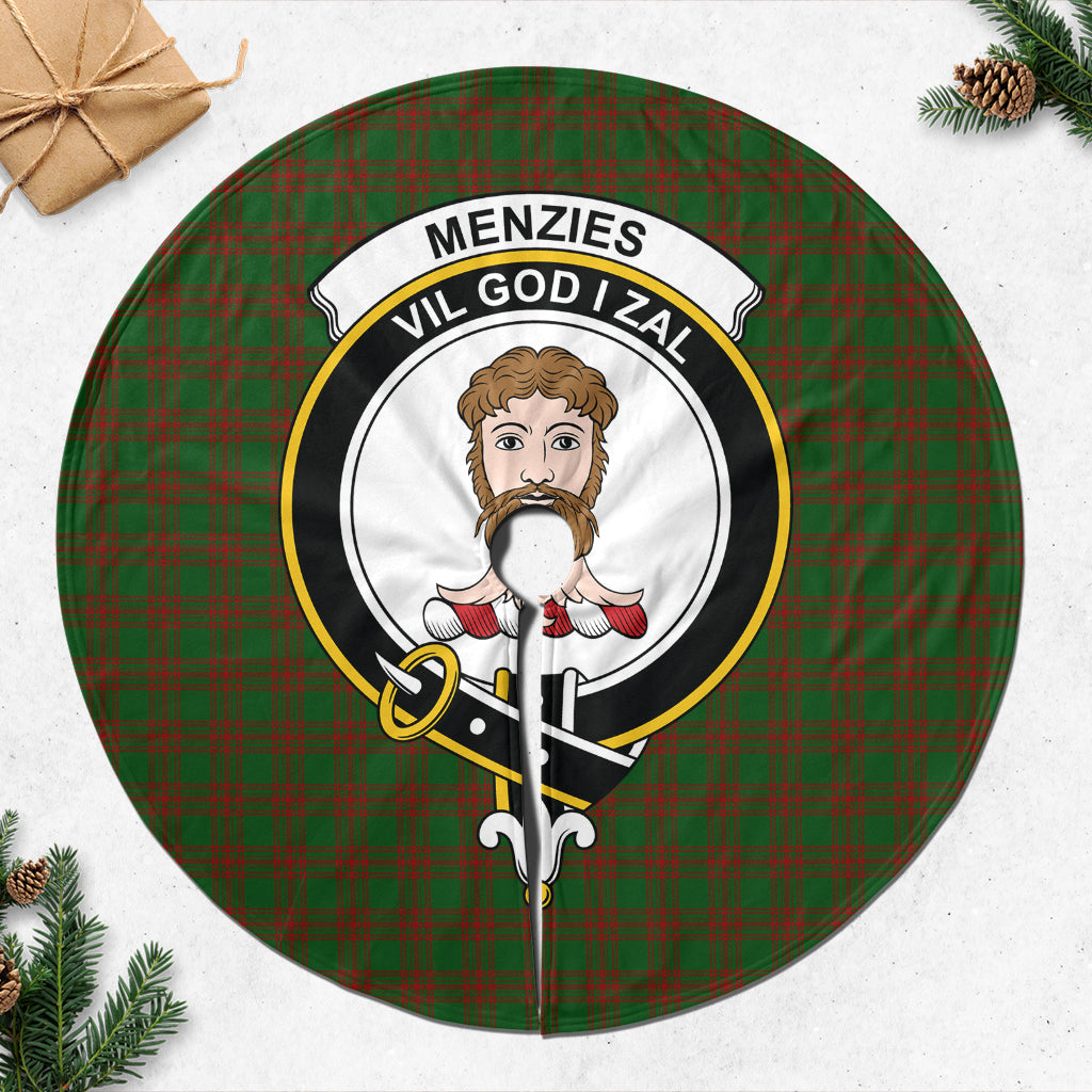 Menzies Tartan Christmas Tree Skirt with Family Crest 47*47 inch - Tartan Vibes Clothing