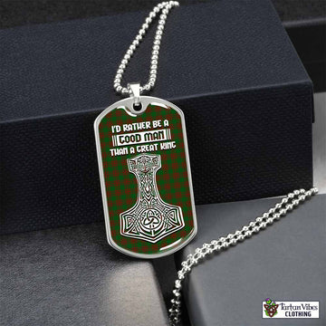 Tartan Vibes Clothing Menzies Tartan Dog Tag Necklace Viking Mjolnir Style