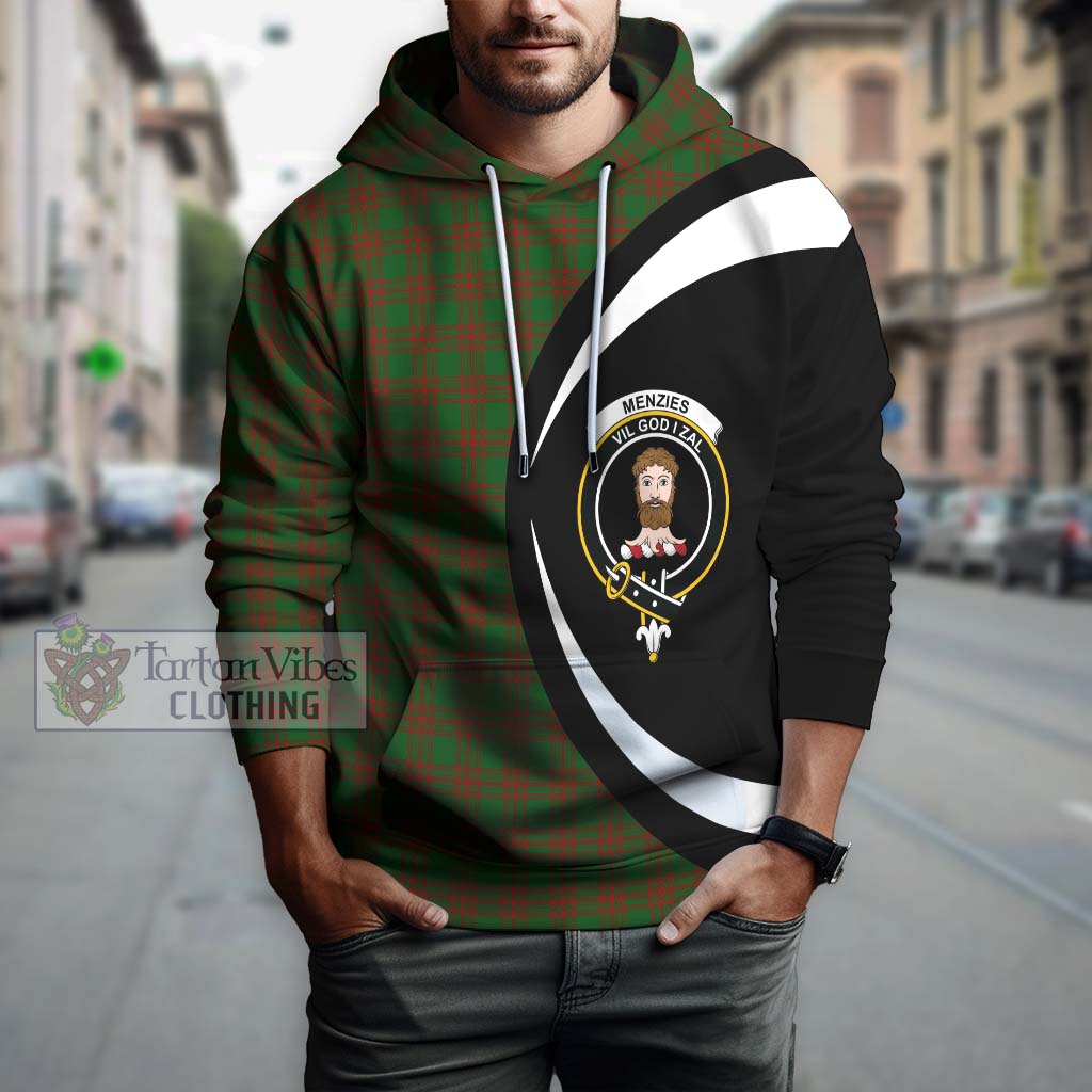 Menzies Tartan Hoodie with Family Crest Circle Style Zip Hoodie - Tartan Vibes Clothing