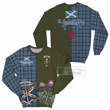 Menzies Tartan Sweatshirt Happy St. Andrew's Day Half Tartan Style