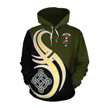 Menzies Tartan Cotton Hoodie with Family Crest and Celtic Symbol Style Pullover Hoodie XS - Tartan Vibes Clothing