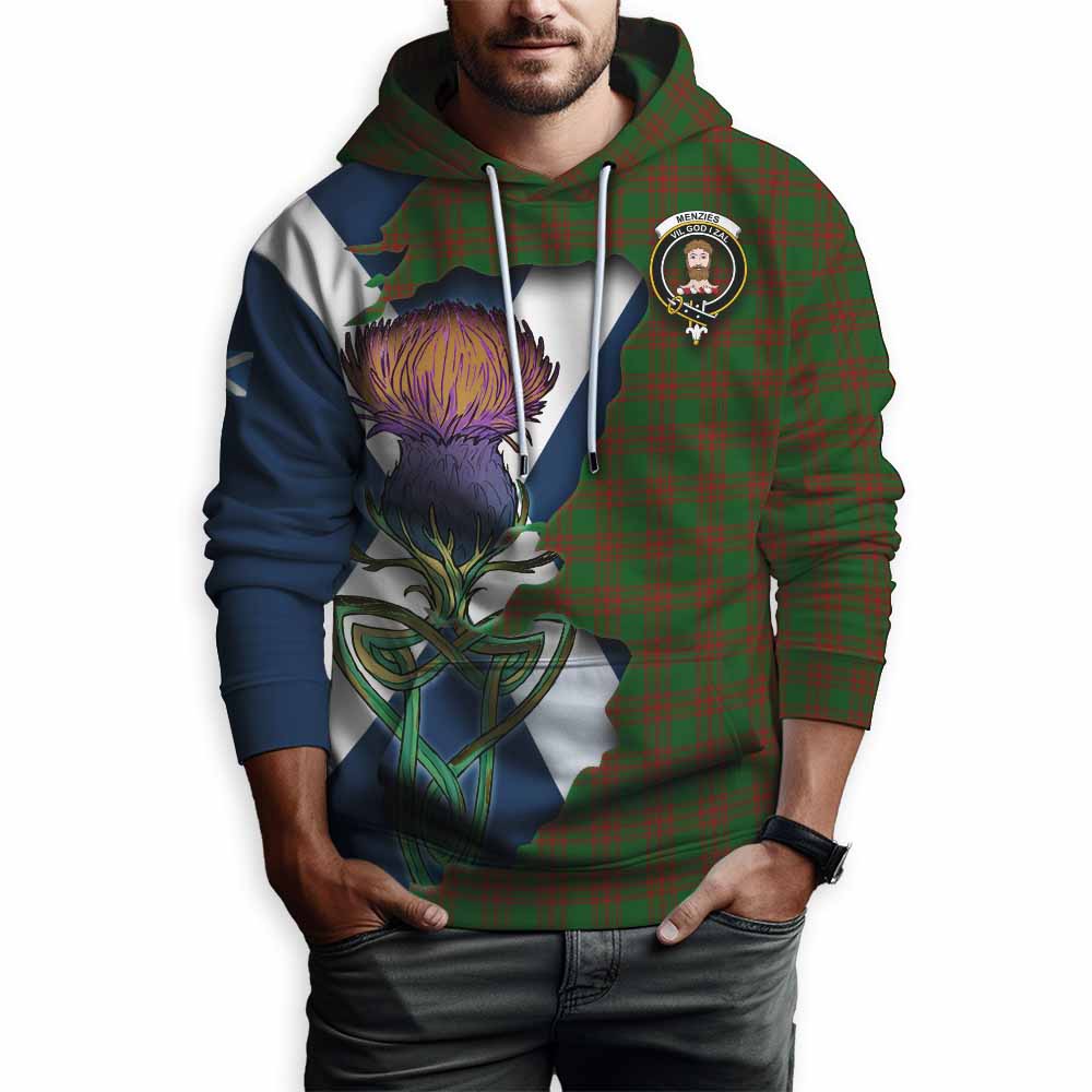 Menzies Tartan Family Crest Hoodie Scottish Thistle Celtic Inspired Pullover Hoodie - Tartan Vibes Clothing